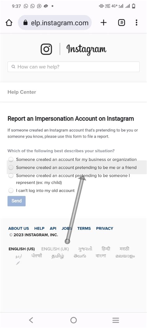 Instagram impersonation report